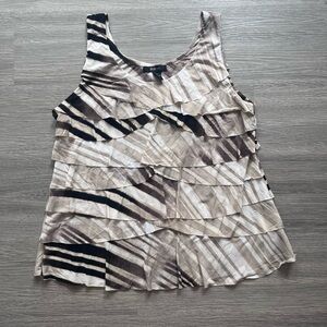 Style & Co. Ruffle Tan and Brown Tank Top